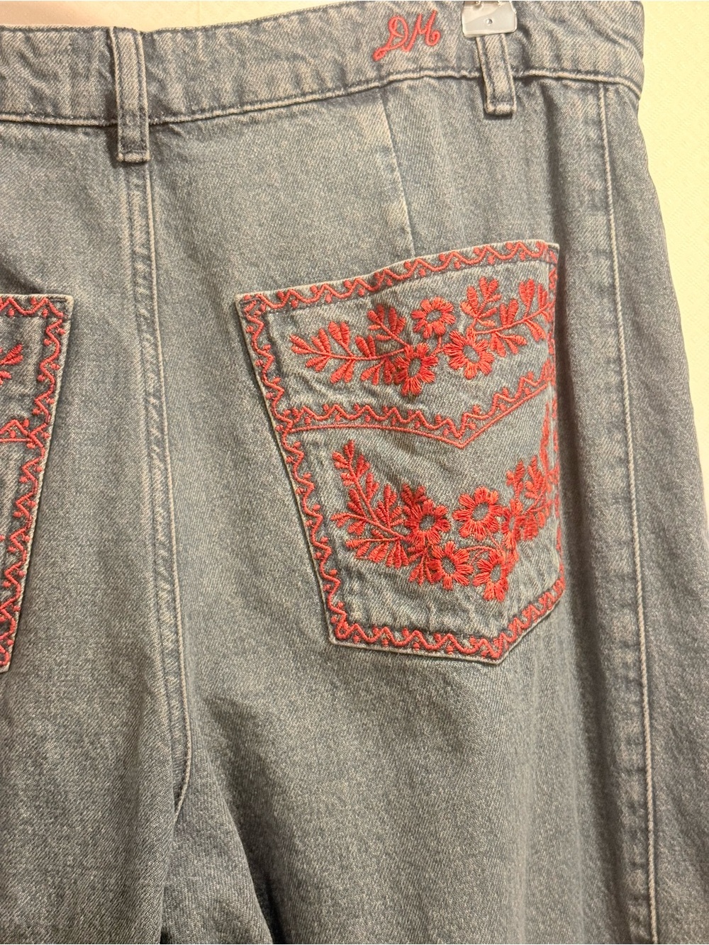Damson Madder Neve Embroidered High-Rise Straight-Leg Jeans Size 12 - Picture 5 of 16
